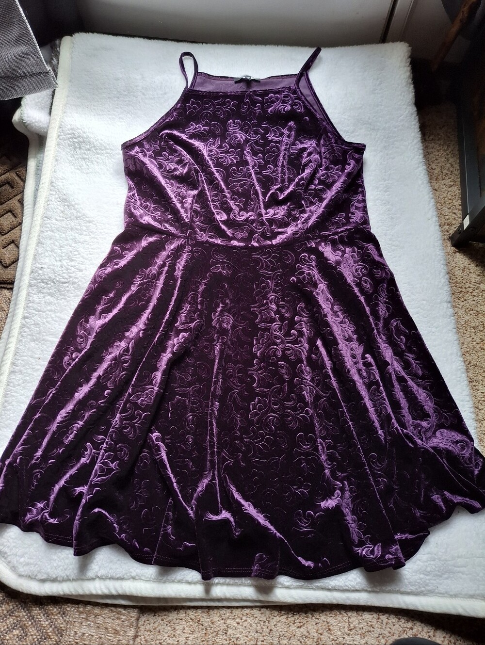 Jump Purple Velvet Floral Fit-and-Flare Dress- Size 1X